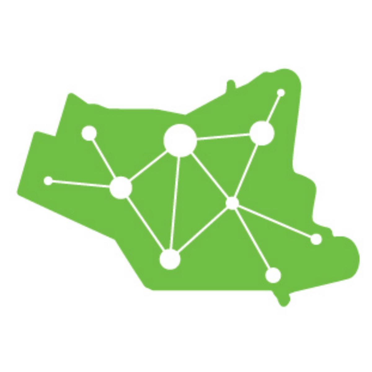 Stylized image of Niagara region with network map